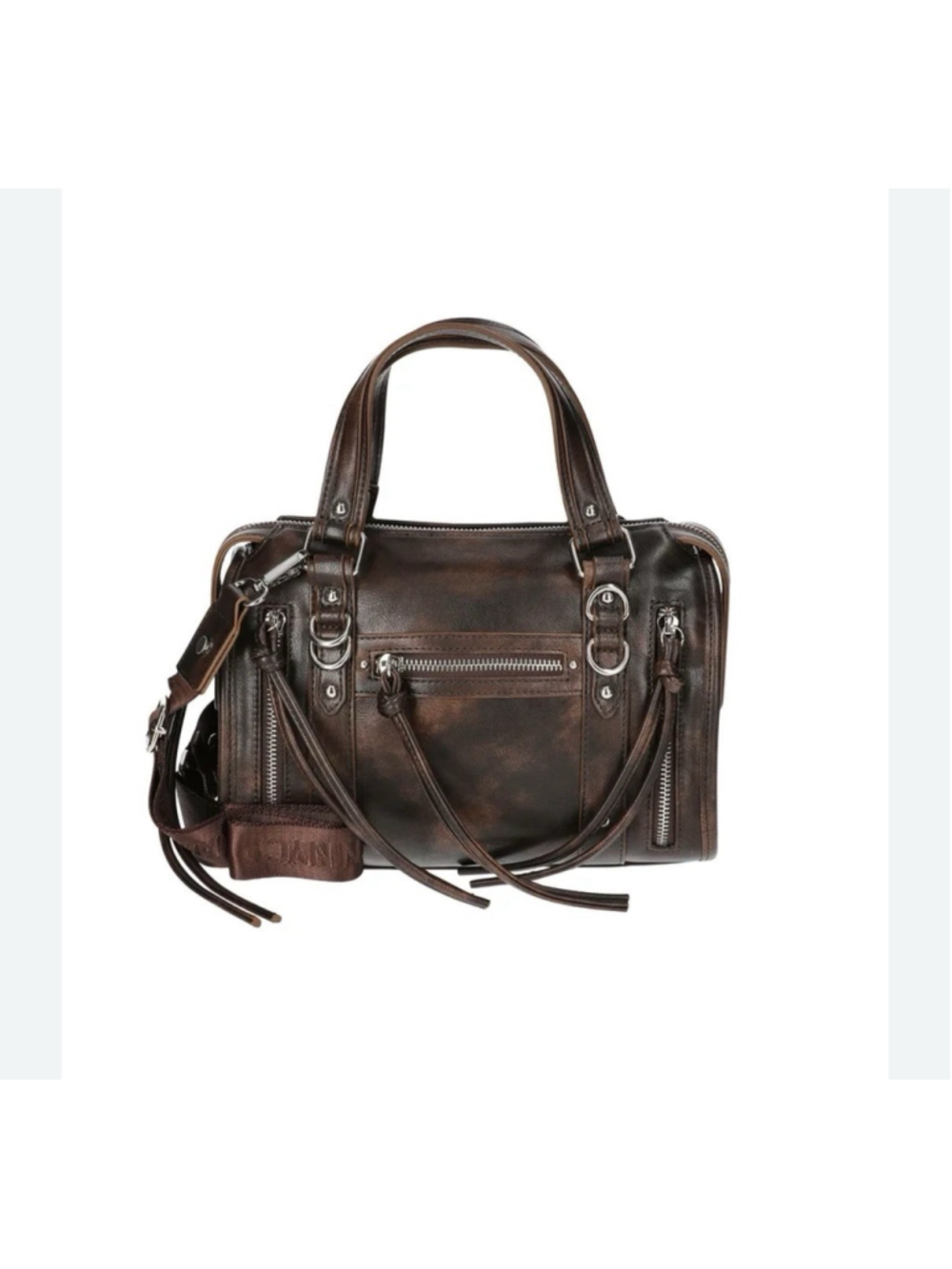 Madden NYC Women's Soft Zipper Satchel Handbag, Brown